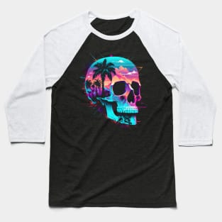 Vaporwave Skull Baseball T-Shirt